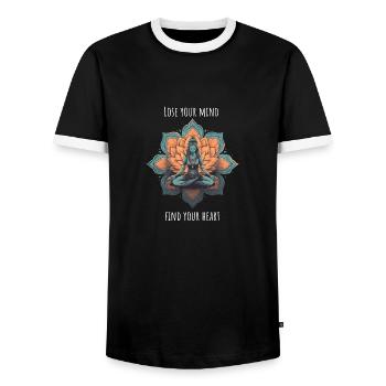 Yoga Méditation Femmes Lotus Flower Design - T-shirt contrasté Homme - noir/blanc - Devant - AI Model Female 172 light (172cm) & AI Model Male 178 light (178cm)