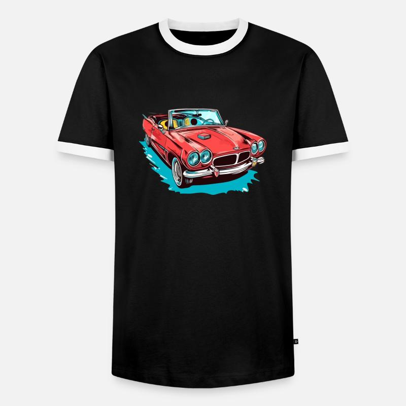 Rotes Cabriolet - Männer Kontrast-T-Shirt - Schwarz/Weiß