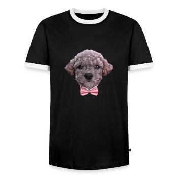 puppy poodle dog owner poodle puppy dog love - Men's Ringer Shirt - black/white - Front - AI Model Female 172 light (172cm) & AI Model Male 178 light (178cm)