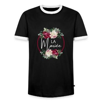 la mariée floral - T-shirt contrasté Homme - noir/blanc - Devant - AI Model Female 172 light (172cm) & AI Model Male 178 light (178cm)
