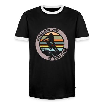 Follow me if you can - Männer Kontrast-T-Shirt - Schwarz/Weiß - Vorne - AI Model Female 172 light (172cm) & AI Model Male 178 light (178cm)
