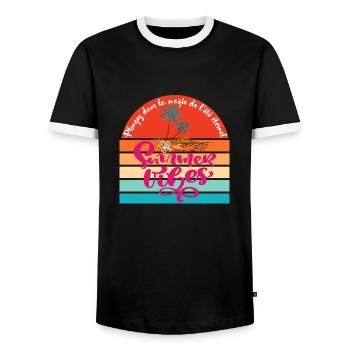 Plongez dans la magie de l'été - T-shirt contrasté Homme - noir/blanc - Devant - AI Model Female 172 light (172cm) & AI Model Male 178 light (178cm)