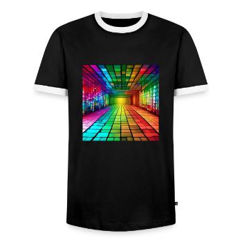 3D Rainbow Squares - Men's Ringer Shirt - black/white - Front - AI Model Female 172 light (172cm) & AI Model Male 178 light (178cm)