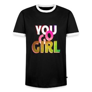 du gehst girl power frauen mädchen feminismus zitate frau - Männer Kontrast-T-Shirt - Schwarz/Weiß - Vorne - AI Model Female 172 light (172cm) & AI Model Male 178 light (178cm)