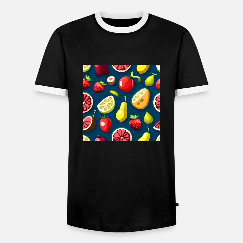 Fruit Medley Delight Pattern - Men's Ringer Shirt - black/white