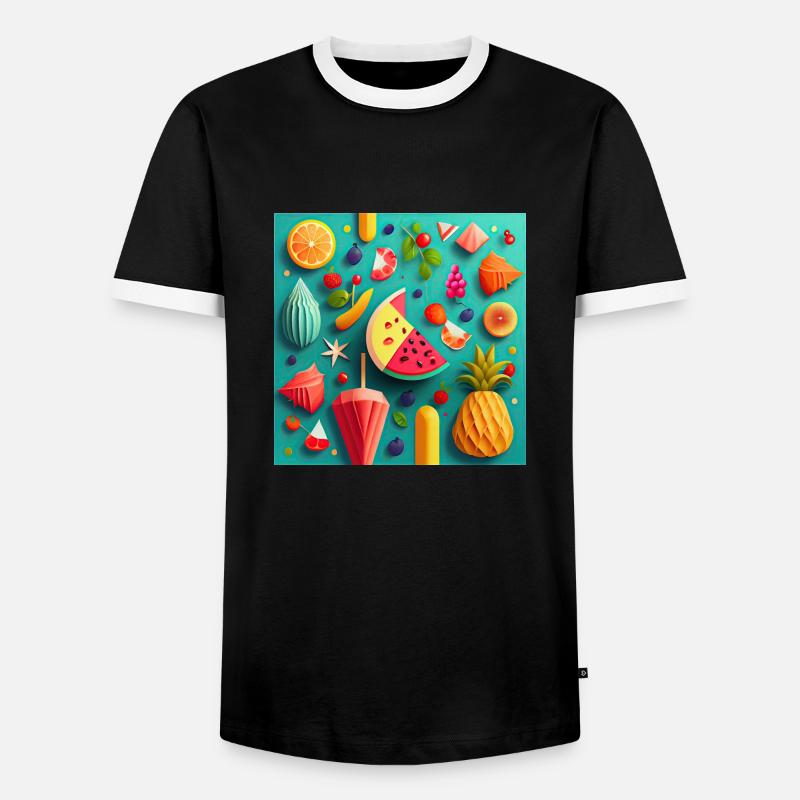 Summer Pattern - Männer Kontrast-T-Shirt - Schwarz/Weiß