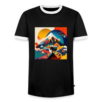 The Bauhaus Legacy - Männer Kontrast-T-Shirt - Schwarz/Weiß - Vorne - AI Model Female 172 light (172cm) & AI Model Male 178 light (178cm)