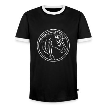 Horse Horse Head Pony - Men's Ringer Shirt - black/white - Front - AI Model Female 172 light (172cm) & AI Model Male 178 light (178cm)