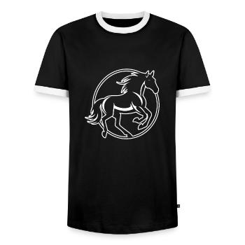 Horse Horse Head Pony - Men's Ringer Shirt - black/white - Front - AI Model Female 172 light (172cm) & AI Model Male 178 light (178cm)