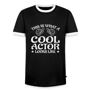 This Is What A Cool Actor Looks Like - Men's Ringer Shirt - black/white - Front - AI Model Female 172 light (172cm) & AI Model Male 178 light (178cm)