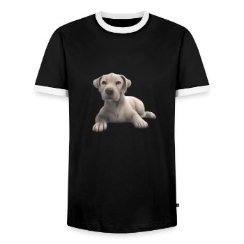 Labrador Retriever Labrador Owner Puppy - Men's Ringer Shirt - black/white - Front - AI Model Female 172 light (172cm) & AI Model Male 178 light (178cm)