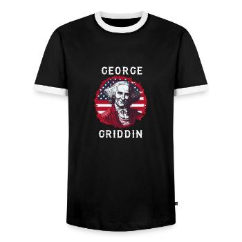 George Washington Griddy George | GEORGE GRIDDIN - Men's Ringer Shirt - black/white - Front - AI Model Female 172 light (172cm) & AI Model Male 178 light (178cm)