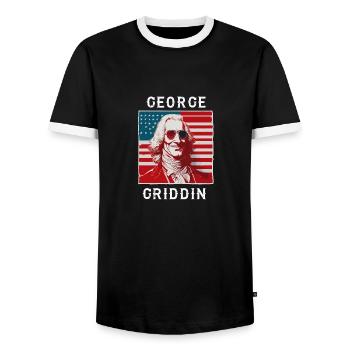 George Washington Griddy George | GEORGE GRIDDIN - Men's Ringer Shirt - black/white - Front - AI Model Female 172 light (172cm) & AI Model Male 178 light (178cm)