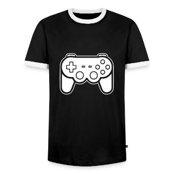 Controller Gaming Video Games Gamepad - Men's Ringer Shirt - black/white - Front - AI Model Female 172 light (172cm) & AI Model Male 178 light (178cm)