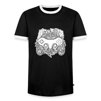 Controller Gaming Video Games Gamepad - Men's Ringer Shirt - black/white - Front - AI Model Female 172 light (172cm) & AI Model Male 178 light (178cm)