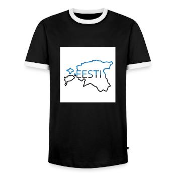 Map of Estonia - Men's Ringer Shirt - black/white - Front - AI Model Female 172 light (172cm) & AI Model Male 178 light (178cm)