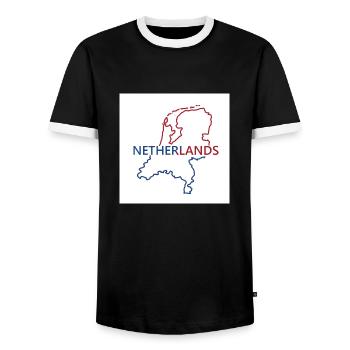 Carte des Pays-Bas - T-shirt contrasté Homme - noir/blanc - Devant - AI Model Female 172 light (172cm) & AI Model Male 178 light (178cm)