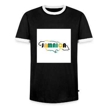Carte de la Jamaïque - T-shirt contrasté Homme - noir/blanc - Devant - AI Model Female 172 light (172cm) & AI Model Male 178 light (178cm)