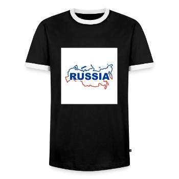Carte de la Russie - T-shirt contrasté Homme - noir/blanc - Devant - AI Model Female 172 light (172cm) & AI Model Male 178 light (178cm)
