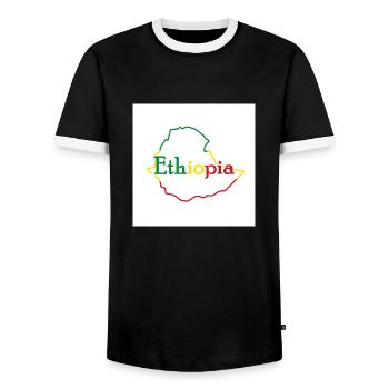 Map of Ethiopia - Men's Ringer Shirt - black/white - Front - AI Model Female 172 light (172cm) & AI Model Male 178 light (178cm)