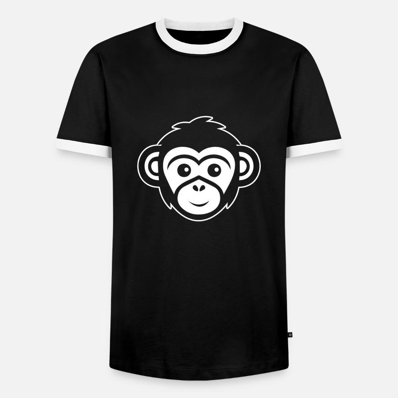 Affe Affen Affengesicht Dschungel - Männer Kontrast-T-Shirt - Schwarz/Weiß
