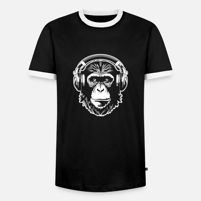 Monkey Monkey Monkey Face Jungle - Men's Ringer Shirt - black/white
