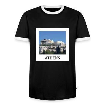 Akropolis von Athen, Griechenland - Männer Kontrast-T-Shirt - Schwarz/Weiß - Vorne - AI Model Female 172 light (172cm) & AI Model Male 178 light (178cm)