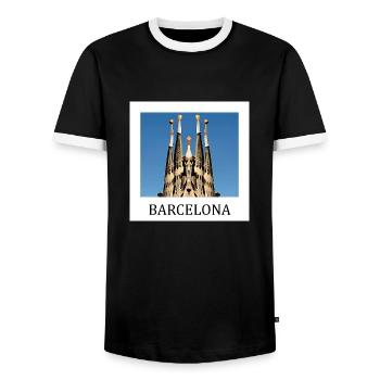 Barcelona - Männer Kontrast-T-Shirt - Schwarz/Weiß - Vorne - AI Model Female 172 light (172cm) & AI Model Male 178 light (178cm)