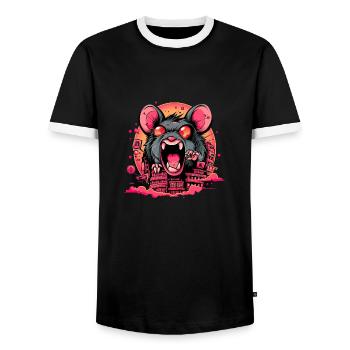 Kawaii Giant Rat Monster - Männer Kontrast-T-Shirt - Schwarz/Weiß - Vorne - AI Model Female 172 light (172cm) & AI Model Male 178 light (178cm)