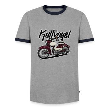 Étoile (rouge) // Illustration - T-shirt contrasté Homme - gris/marine  - Devant - AI Model Female 172 light (172cm) & AI Model Male 178 light (178cm)