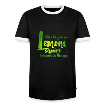FUN Quote - Lemon Squirt - col - Männer Kontrast-T-Shirt - Schwarz/Weiß - Vorne - AI Model Female 172 light (172cm) & AI Model Male 178 light (178cm)