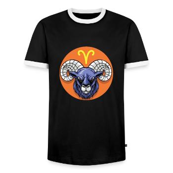Zodiac - Star Sign - Aries - neg - Männer Kontrast-T-Shirt - Schwarz/Weiß - Vorne - AI Model Female 172 light (172cm) & AI Model Male 178 light (178cm)