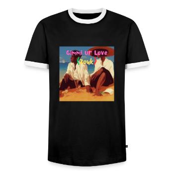 Gimmi your Love - Men's Ringer Shirt - black/white - Front - AI Model Female 172 light (172cm) & AI Model Male 178 light (178cm)