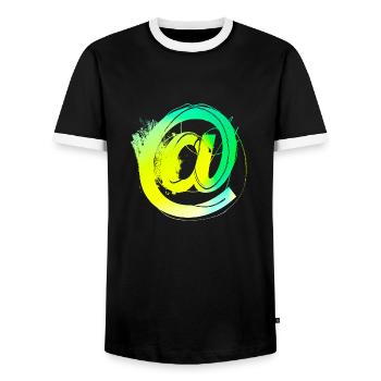 Internet email www drôle de mème grunge tech leters - T-shirt contrasté Homme - noir/blanc - Devant - AI Model Female 172 light (172cm) & AI Model Male 178 light (178cm)