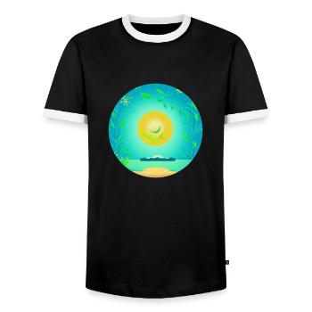 Nature Sun Love - Men's Ringer Shirt - black/white - Front - AI Model Female 172 light (172cm) & AI Model Male 178 light (178cm)
