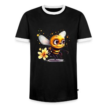 Drôle d’abeille s’est couverte de pollen d’abeille - T-shirt contrasté Homme - noir/blanc - Devant - AI Model Female 172 light (172cm) & AI Model Male 178 light (178cm)