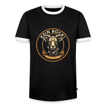 Kein Bock ich will ne Ziege Humor Lustige Spruche - Men's Ringer Shirt - black/white - Front - AI Model Female 172 light (172cm) & AI Model Male 178 light (178cm)