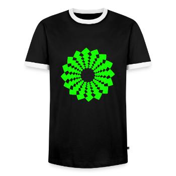 Om signe chakra fleur néon vert néon - T-shirt contrasté Homme - noir/blanc - Devant - AI Model Female 172 light (172cm) & AI Model Male 178 light (178cm)