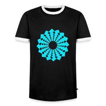 ohm zeichen chakra blume spirit neon blau - Männer Kontrast-T-Shirt - Schwarz/Weiß - Vorne - AI Model Female 172 light (172cm) & AI Model Male 178 light (178cm)
