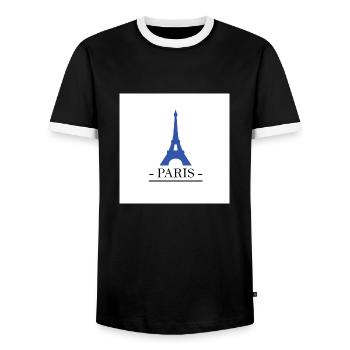 Paris - Men's Ringer Shirt - black/white - Front - AI Model Female 172 light (172cm) & AI Model Male 178 light (178cm)