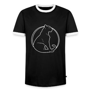 Panther Predator Jungle Wildcat - Men's Ringer Shirt - black/white - Front - AI Model Female 172 light (172cm) & AI Model Male 178 light (178cm)