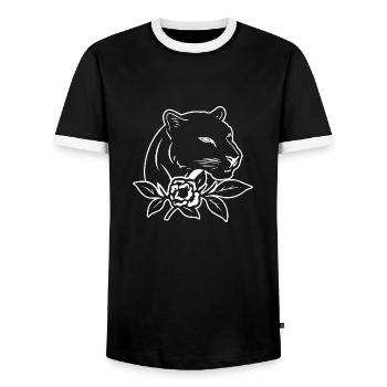 Panther Predator Jungle Wildcat - T-shirt contrasté Homme - noir/blanc - Devant - AI Model Female 172 light (172cm) & AI Model Male 178 light (178cm)