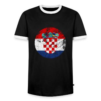 Croatia hrvatska croatia hrv travel europe zagreb - Men's Ringer Shirt - black/white - Front - AI Model Female 172 light (172cm) & AI Model Male 178 light (178cm)
