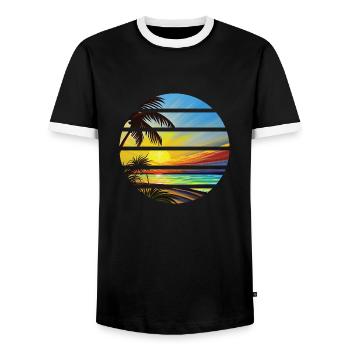 Sommerurlaub Palmen Insel Strand Sonne Palme - Männer Kontrast-T-Shirt - Schwarz/Weiß - Vorne - AI Model Female 172 light (172cm) & AI Model Male 178 light (178cm)