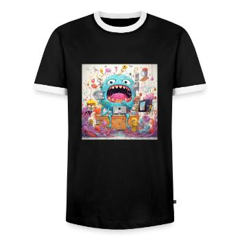 Monster Doodle 3 - T-shirt contrasté Homme - noir/blanc - Devant - AI Model Female 172 light (172cm) & AI Model Male 178 light (178cm)