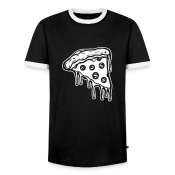 Pizza Restauration rapide Pizzeria - T-shirt contrasté Homme - noir/blanc - Devant - AI Model Female 172 light (172cm) & AI Model Male 178 light (178cm)