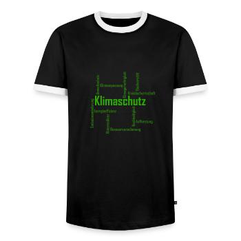 Klimaschutz - Männer Kontrast-T-Shirt - Schwarz/Weiß - Vorne - AI Model Female 172 light (172cm) & AI Model Male 178 light (178cm)
