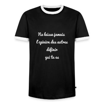 Ne laisse jamais l'opinion des autres définir... - T-shirt contrasté Homme - noir/blanc - Devant - AI Model Female 172 light (172cm) & AI Model Male 178 light (178cm)