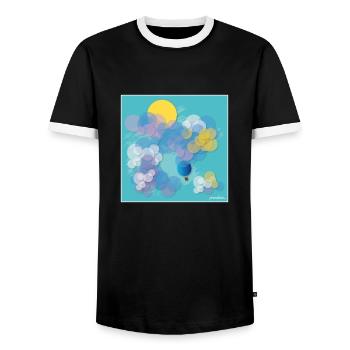 Freiheit - Männer Kontrast-T-Shirt - Schwarz/Weiß - Vorne - AI Model Female 172 light (172cm) & AI Model Male 178 light (178cm)