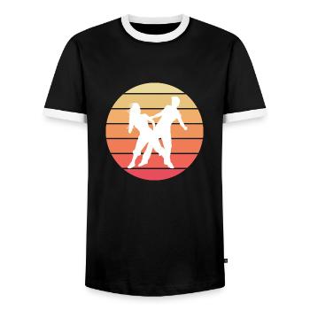 Dancing Dance Music - Männer Kontrast-T-Shirt - Schwarz/Weiß - Vorne - AI Model Female 172 light (172cm) & AI Model Male 178 light (178cm)